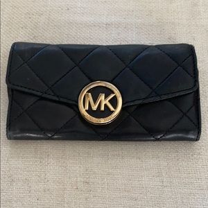 Black Quilted Leather Michael Kors Billfold Wallet